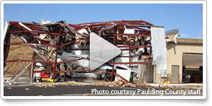 Tornado damage at Paulding Northwest Atlanta Airport