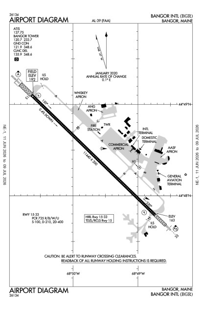 BGR (Bangor International) airport diagram