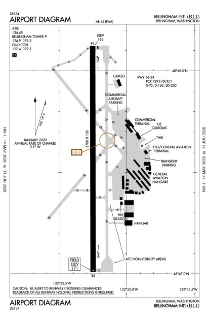KBLI (Bellingham International) airport diagram