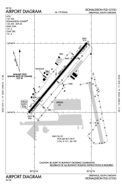 KGYH (Donaldson Center) airport diagram