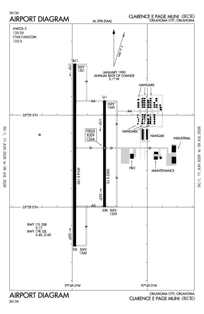 KRCE (Clarence E Page Municipal) airport diagram