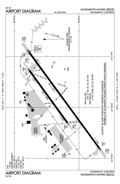 KMHR (Sacramento Mather) airport diagram