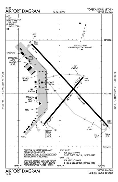 KFOE (Forbes Field) airport diagram