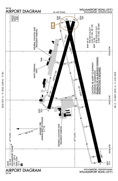 KIPT (Williamsport Regional) airport diagram