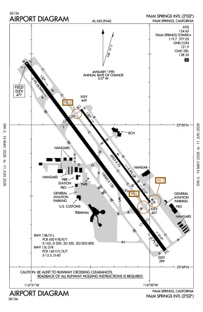 PSP (Palm Springs International) airport diagram