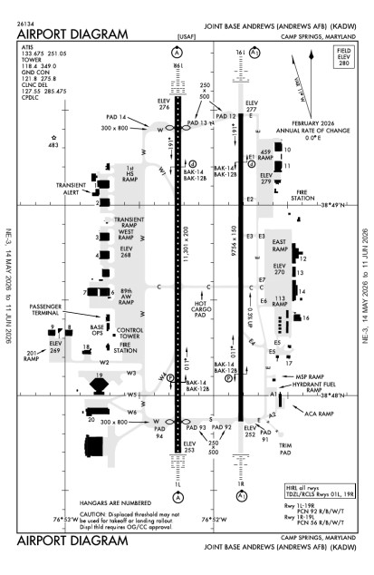 KADW (Joint Base Andrews) airport diagram