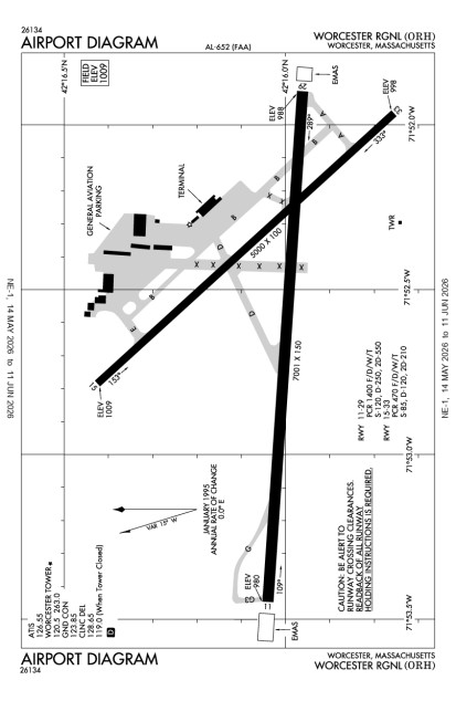 KORH (Worcester Regional) airport diagram