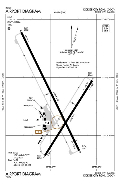 KDDC (Dodge City Regional) airport diagram