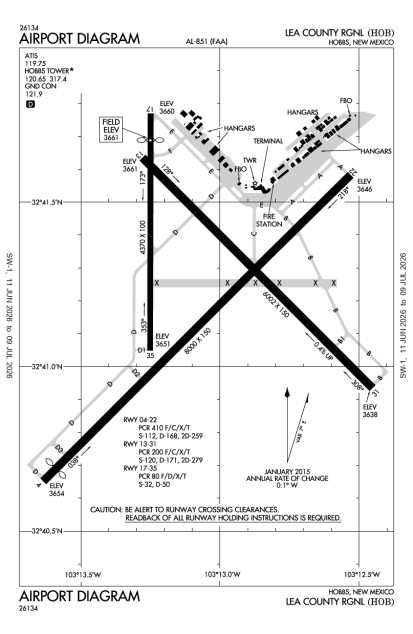 KHOB (Lea County Regional) airport diagram