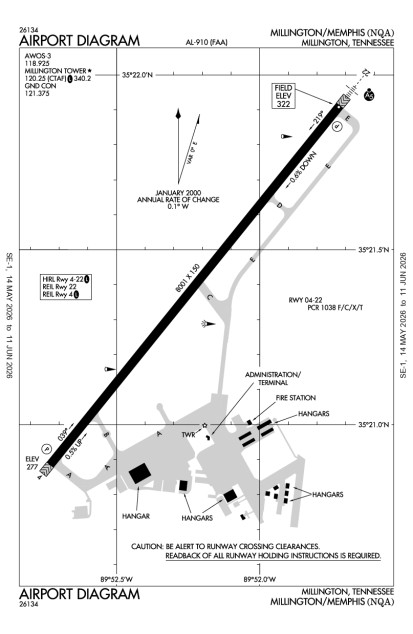 KNQA (Millington Regional Jetport) airport diagram