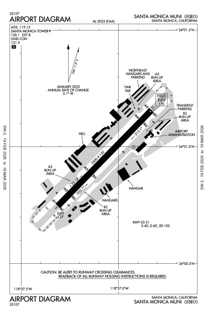 SMO (Santa Monica Municipal) airport diagram