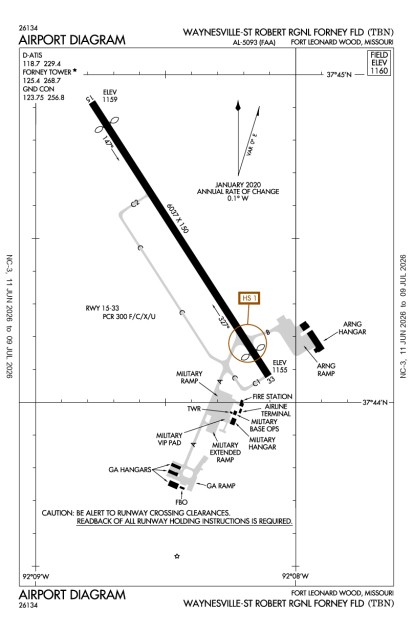 KTBN (Waynesville-St. Robert Regional Forney Field) airport diagram