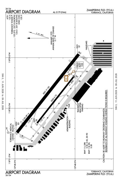KTOA (Zamperini Field) airport diagram