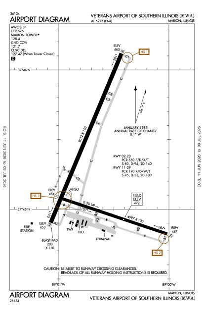 KMWA (Williamson County Regional) airport diagram