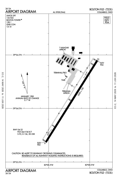 KTZR (Bolton Field) airport diagram