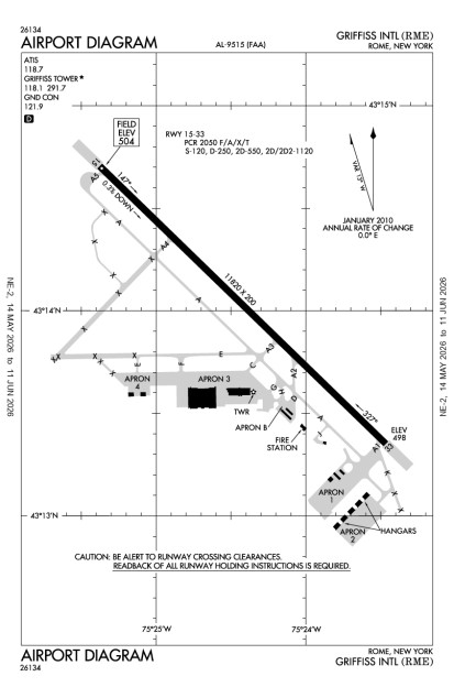 KRME (Griffiss International) airport diagram