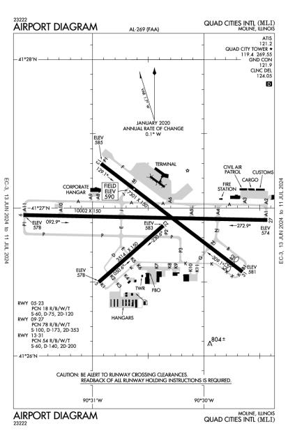 quad city airport map